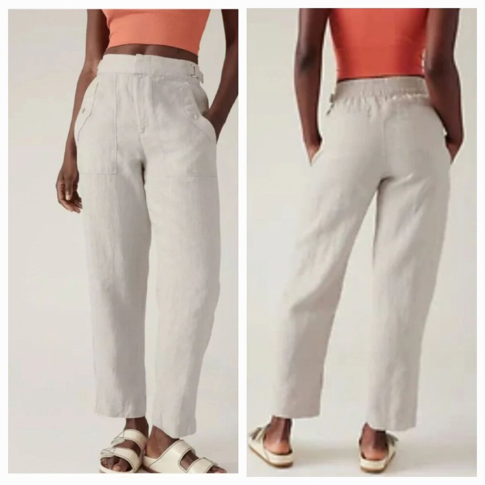 Athleta Voyager Power Of She Linen Relaxed-Fit Very High-Rise Pants. Size 20
